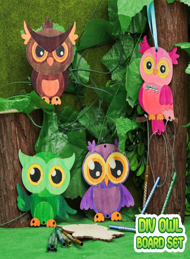 TREACLUB 16 Pack Fall Owl Wind Chime Kits for Kids, Make Your Own Owl Wind Chime DIY Coloring Paint Wooden Arts and Crafts Birthday Game for Girls Boys Fall Crafts - Image 4